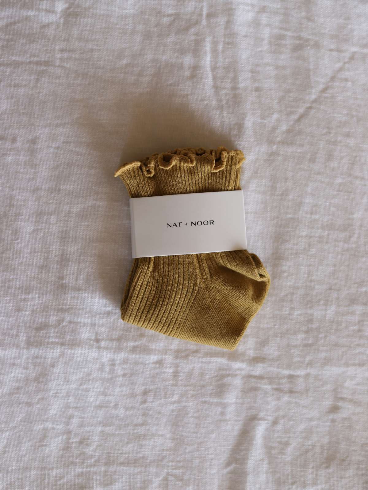Ruffle Cotton Sock In Mustard