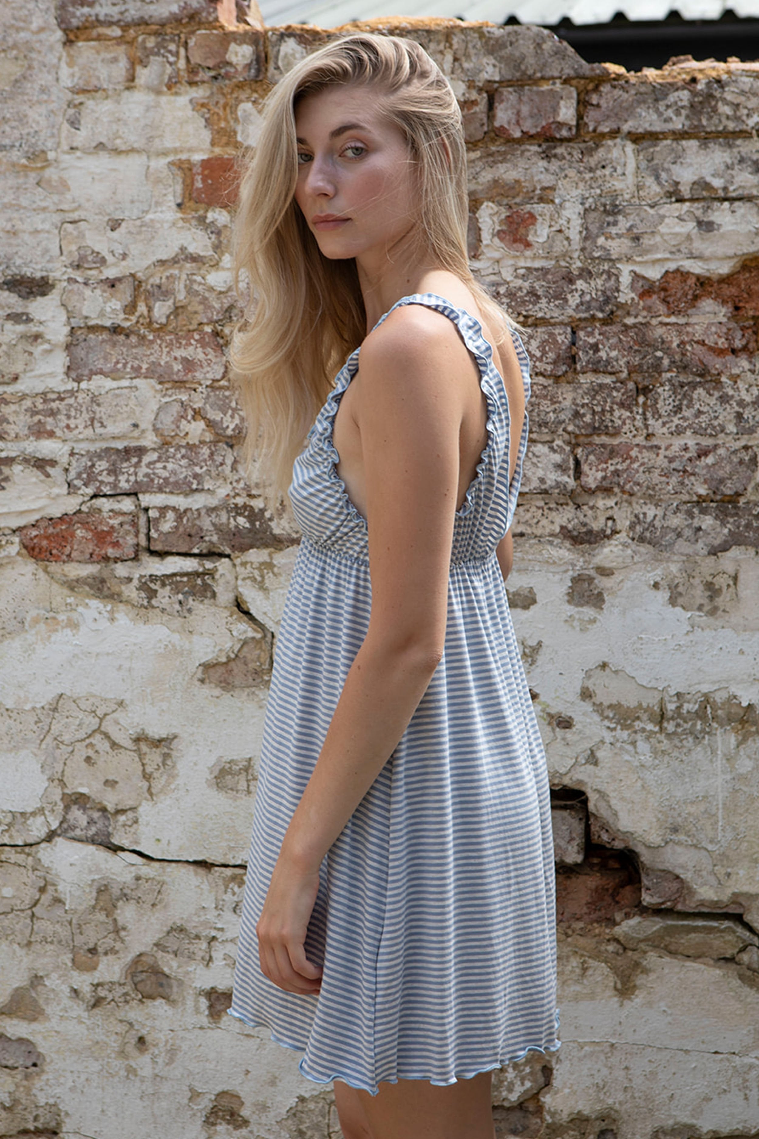 Blue Stripe Classic Bamboo Nightie