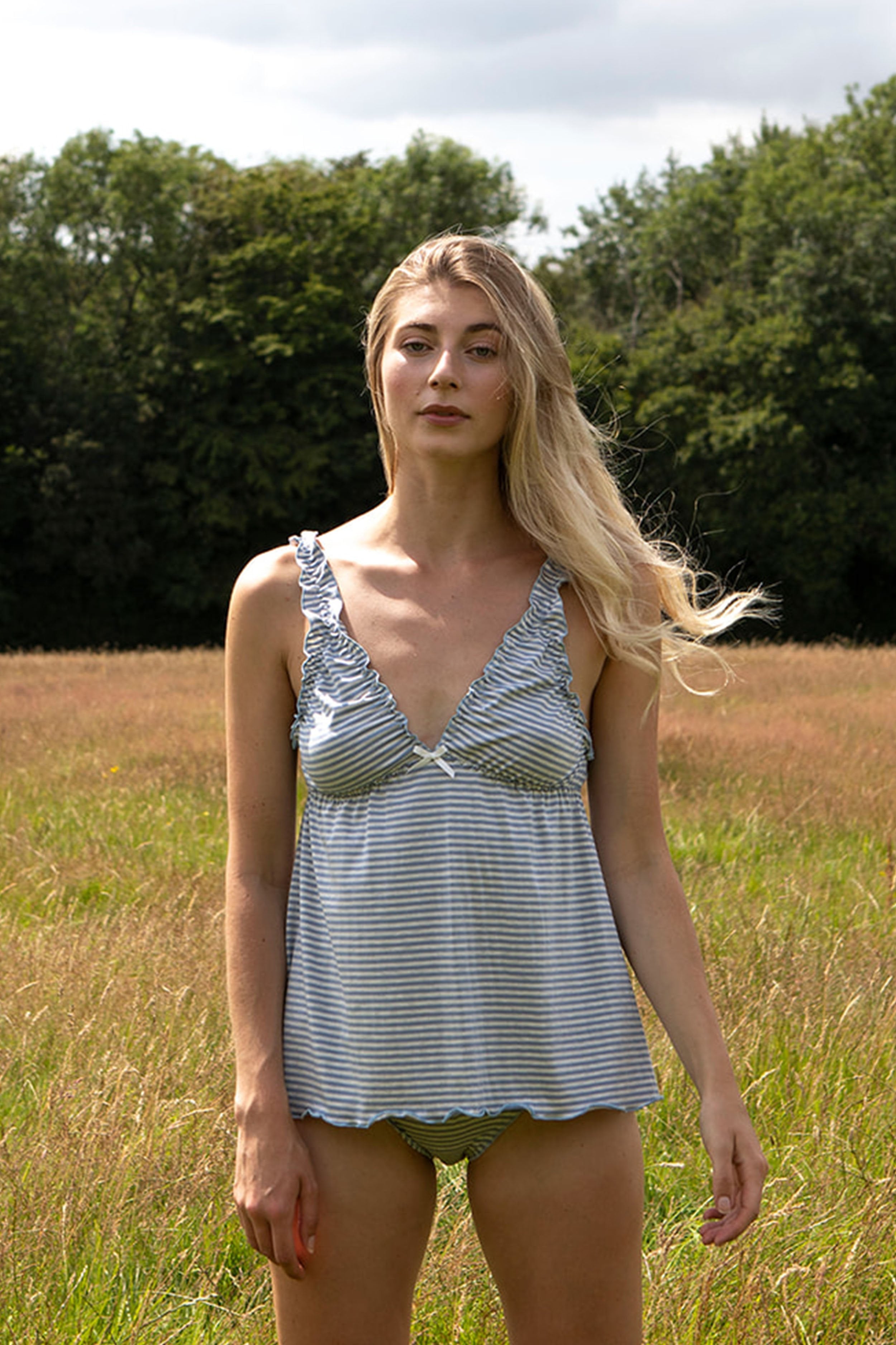 Stripe Bamboo Babydoll & Knicker Set