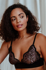 Load image into Gallery viewer, Emily Black Rose Bra
