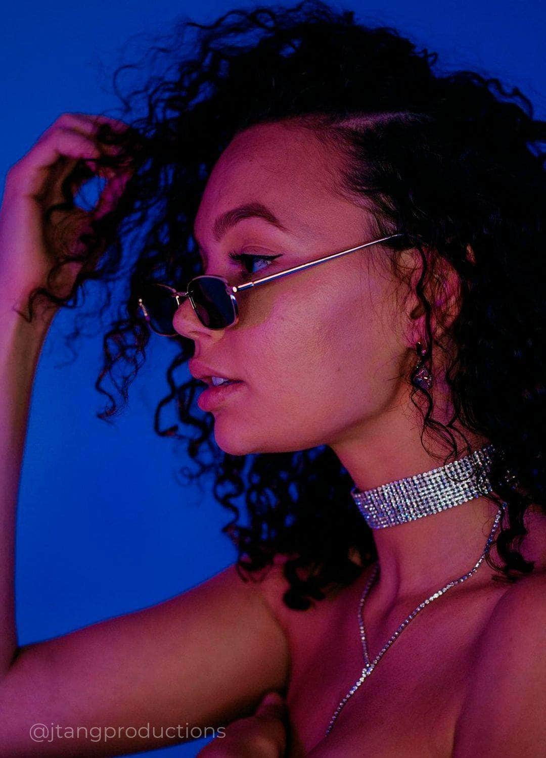 Crystal Studded Choker Collar with Drop Chain Accessories Salt and Lace Intimates