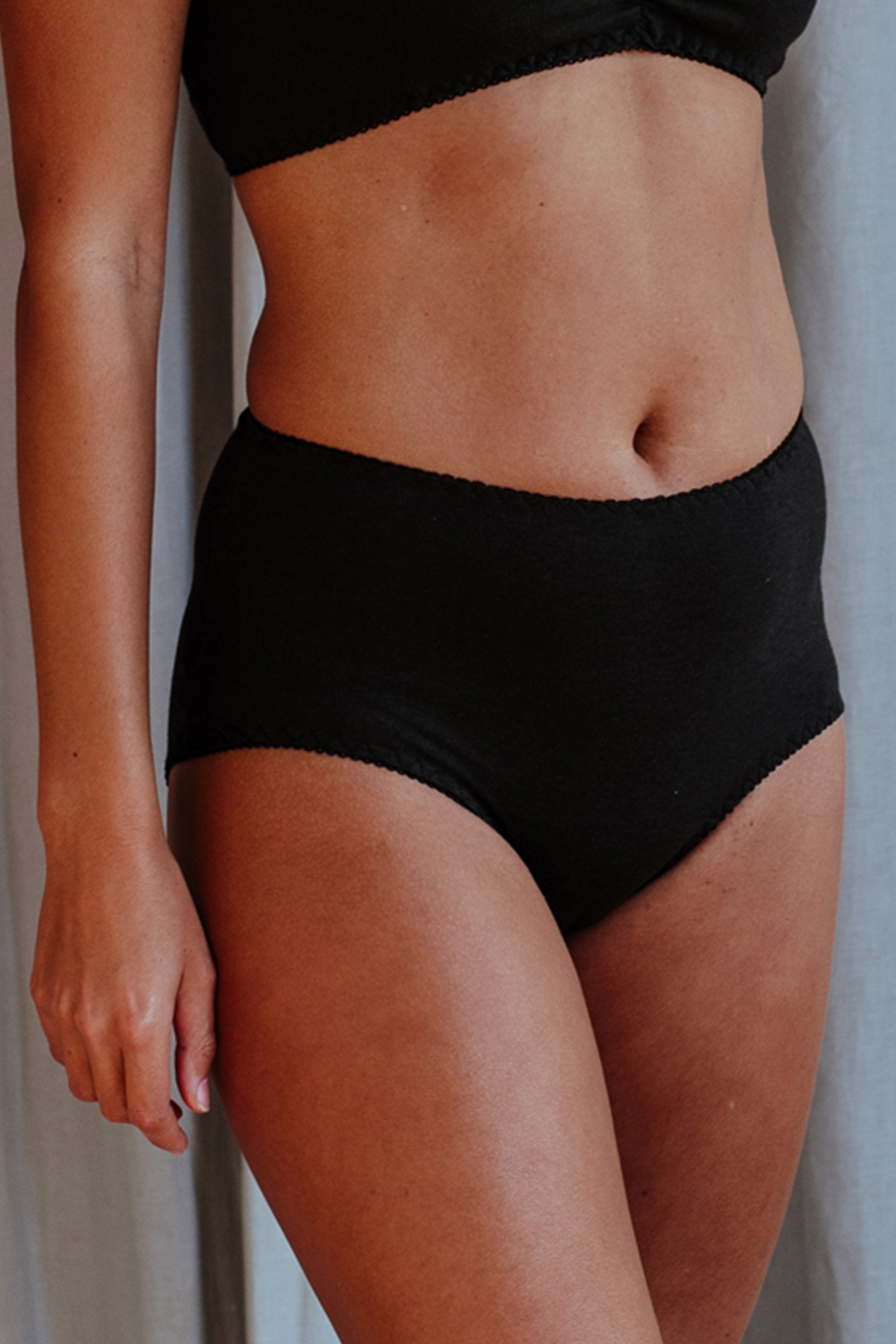 Fiona Black Bamboo & Organic Cotton High-Waist Brief
