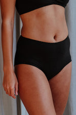 Load image into Gallery viewer, Fiona Black Bamboo &amp; Organic Cotton High-Waist Brief
