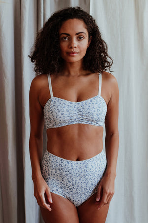 Fiona Blue Bralette & High Waisted Brief