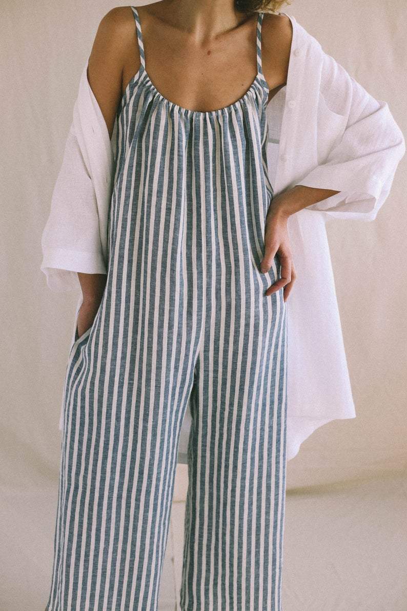 Linen Stripe Jumpsuit