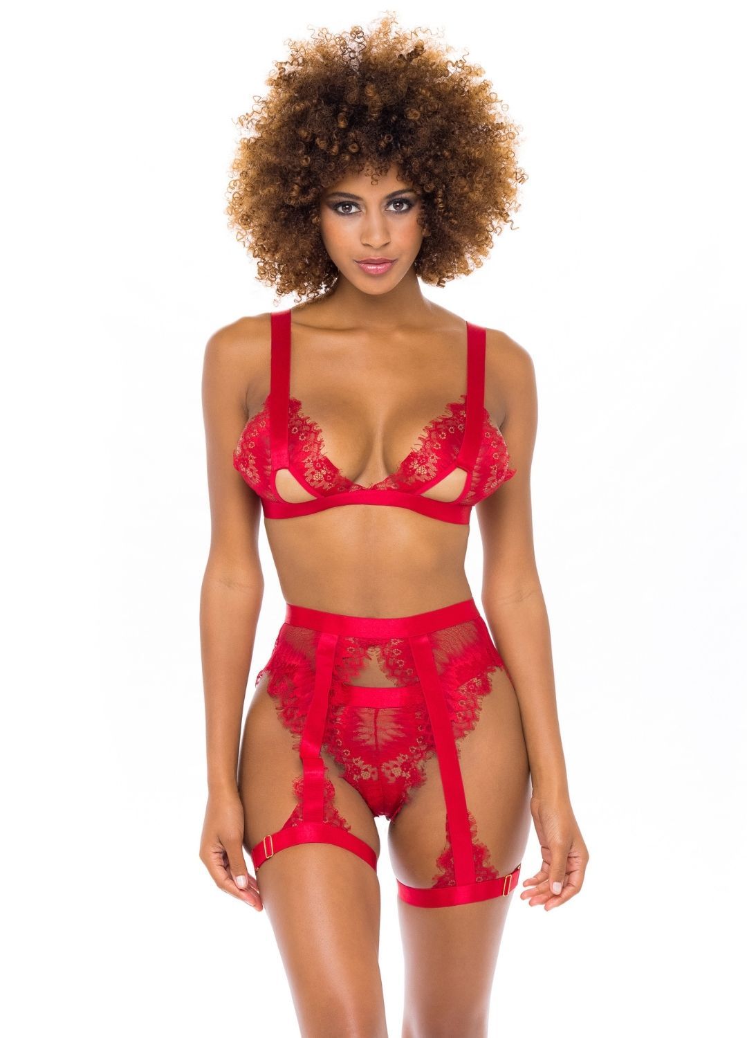 Janet Red 3 Piece Set Bra Sets Salt and Lace Intimates