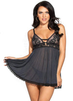 Load image into Gallery viewer, Karolina Babydoll and Panty Set Black Babydolls Salt and Lace Intimates

