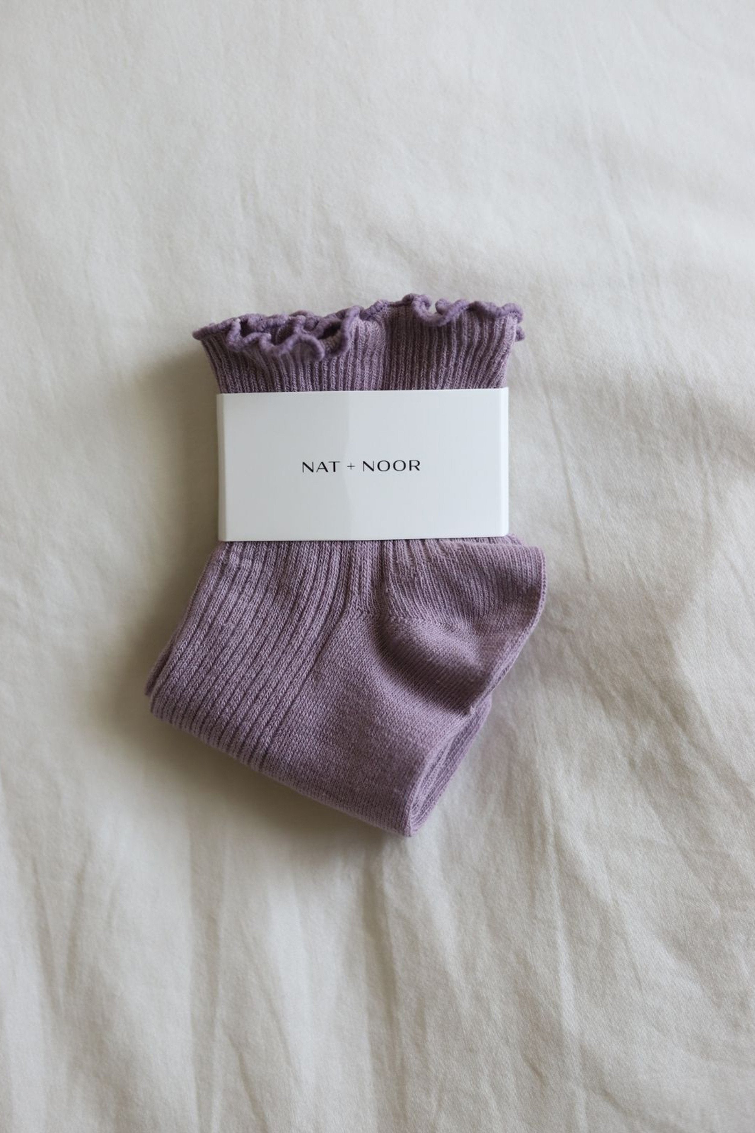 Ruffle Cotton Sock In Lilac